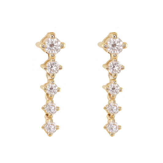 14kt gold floating diamond prong drip stud