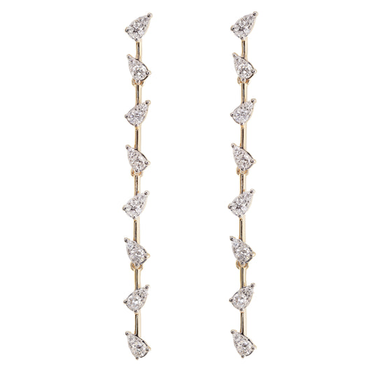 14kt gold floating teardrop diamond drip earring