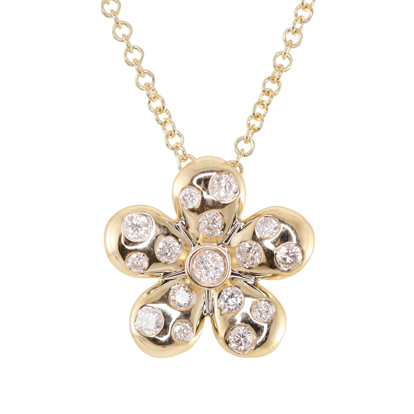 14kt gold and diamond flowerbomb necklace