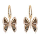 14kt gold and diamond fluted dangle butterfly hoop earrings