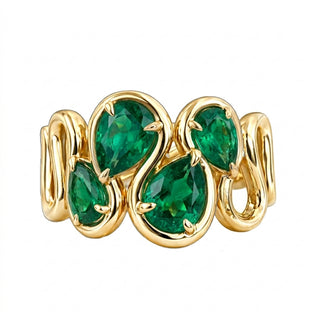 14kt gold four emerald Marea ring
