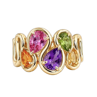 14kt gold five stone Marea ring in gumdrop