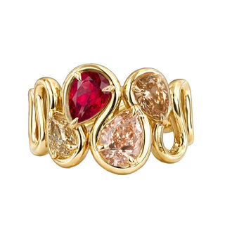 14kt gold Marea ring in rose garden