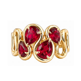 14kt gold four ruby Marea ring