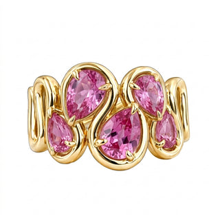 14kt gold five pink sapphire Marea ring