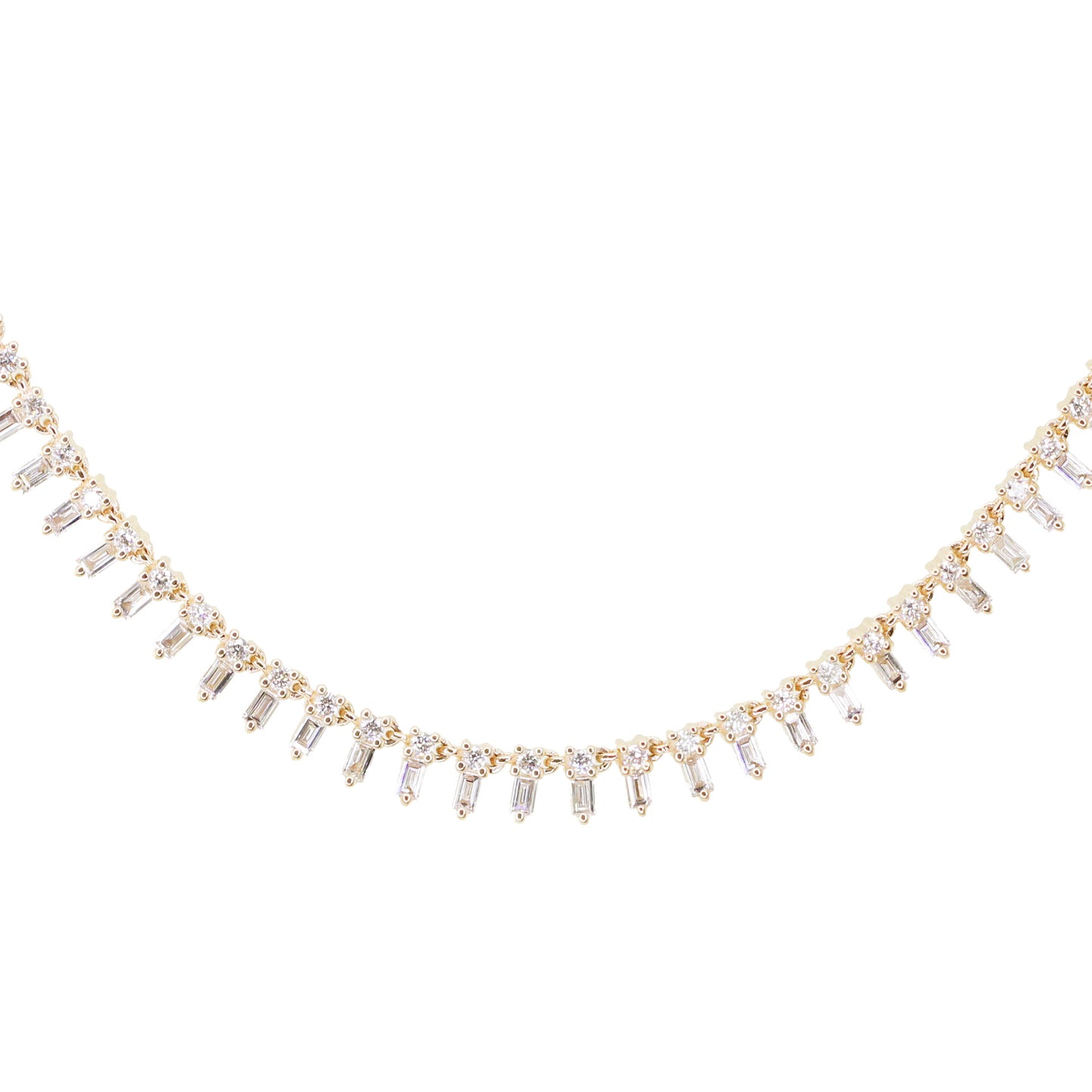 14kt gold full baguette diamond necklace