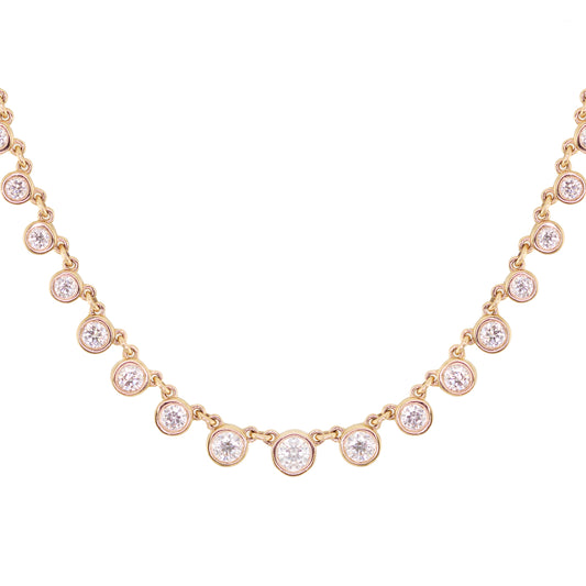 14kt gold graduated diamond bezel necklace