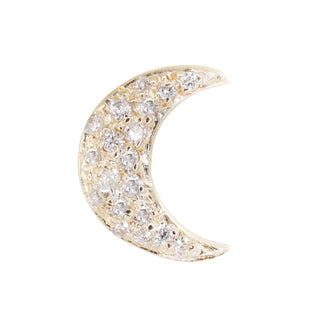 14kt gold full diamond crescent moon stud