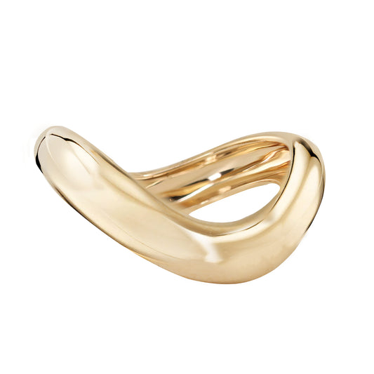 14kt gold dome wave ring