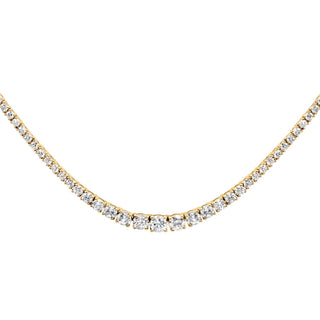 14kt gold and diamond graduating four prong tennis necklace