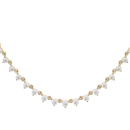 14kt gold graduated three prong diamond choker necklace