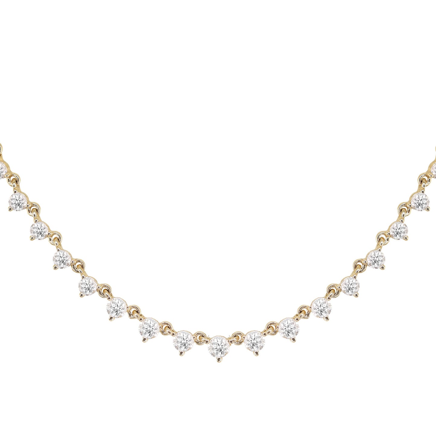 14kt gold graduated three prong diamond choker necklace
