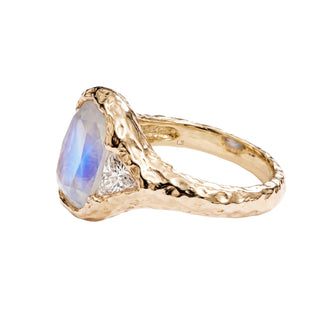 14kt gold and diamond trinity organic moonstone ring