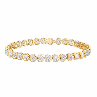 14kt gold heart diamond bezel tennis bracelet