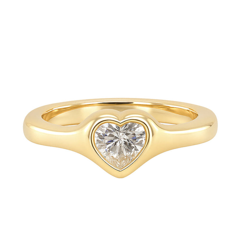 14kt gold heart diamond bubble ring