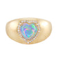 14kt gold and diamond heart opal signet ring