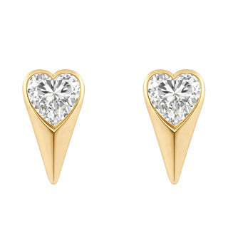 14kt gold diamond heart spike stud