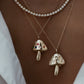 14kt gold and diamond magic mushroom necklace