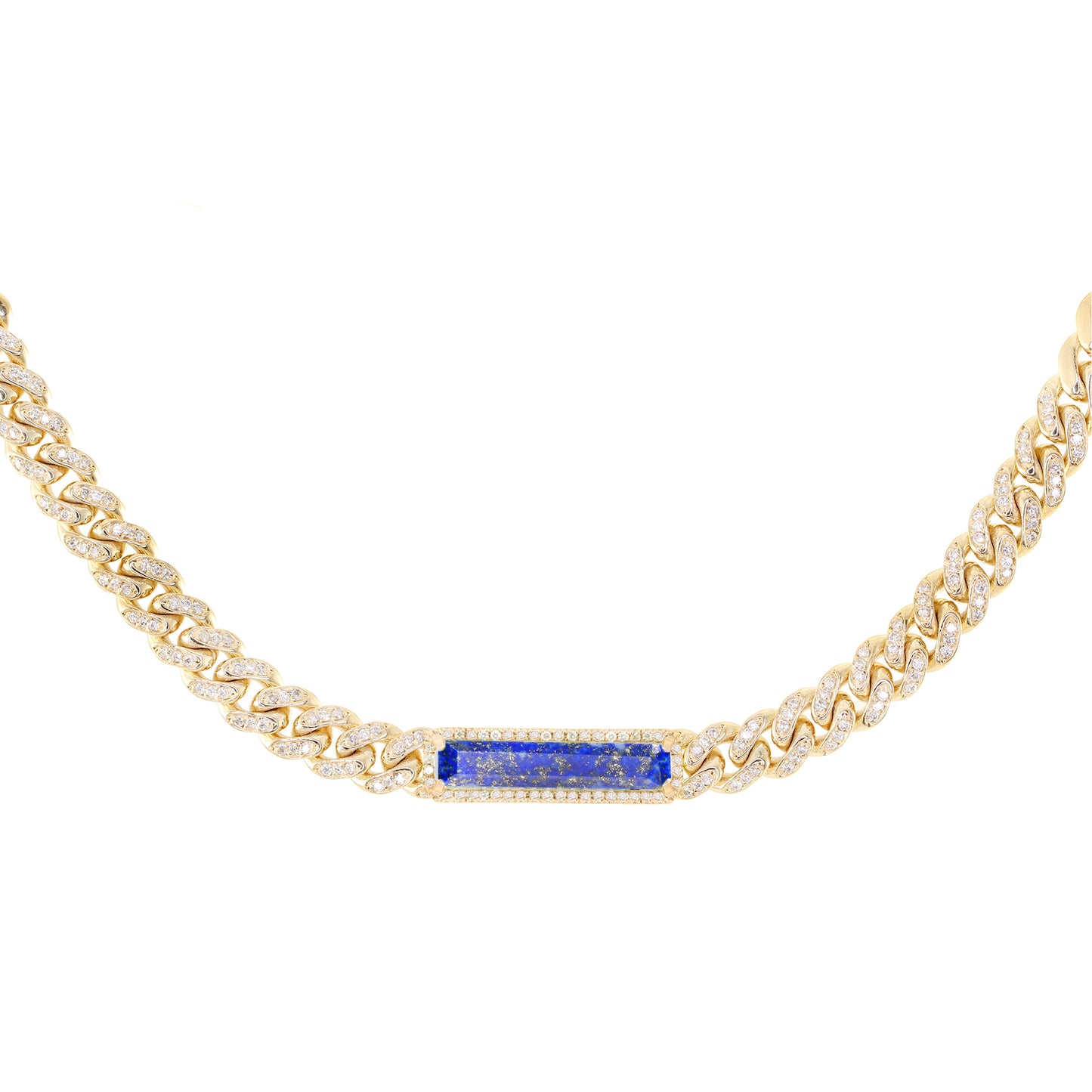 14kt gold and diamond chain link lapis choker