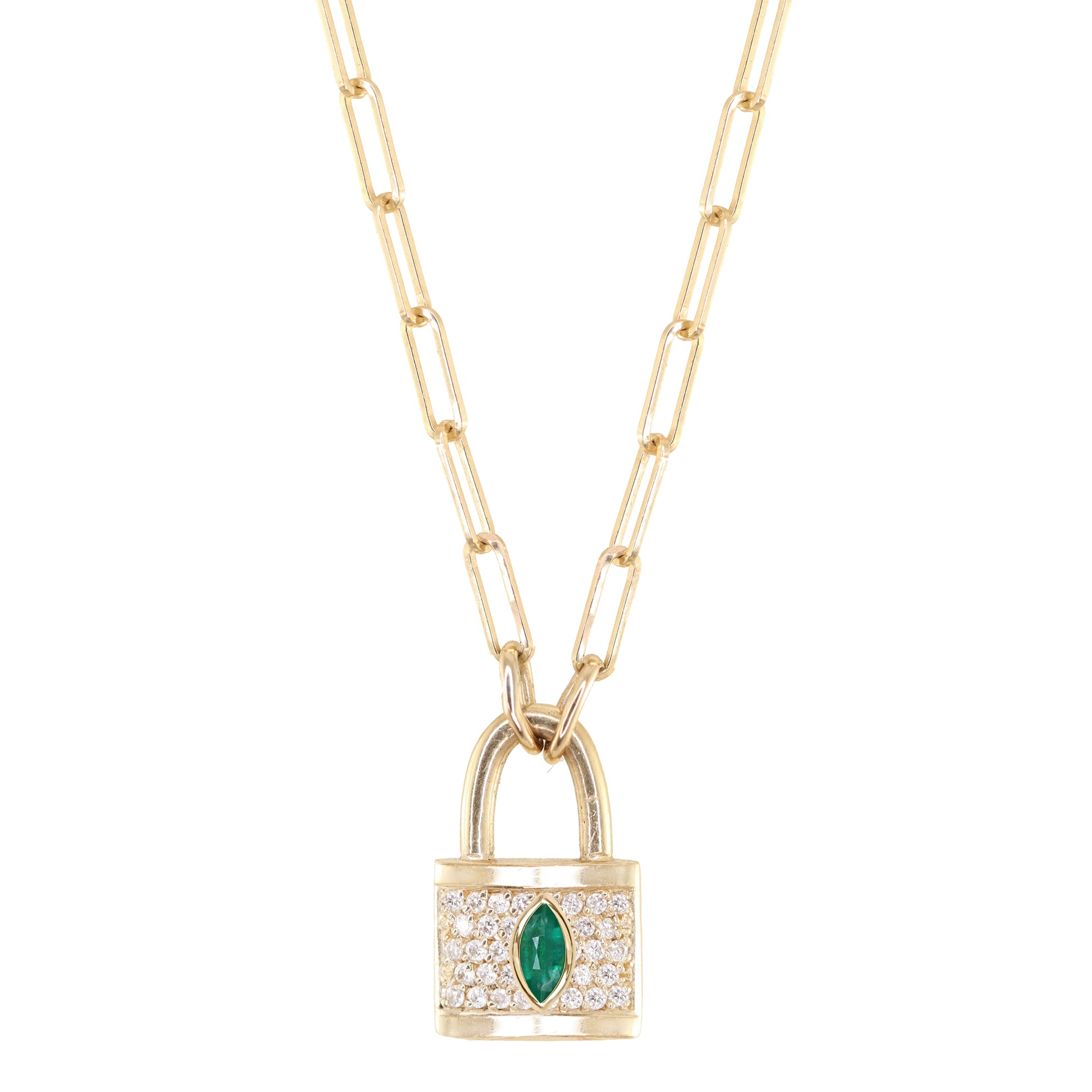 14kt Gold Full Diamond Love Lock Necklace