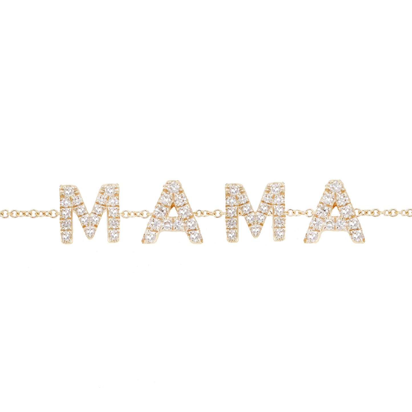 14kt gold and diamond spaced mama bracelet