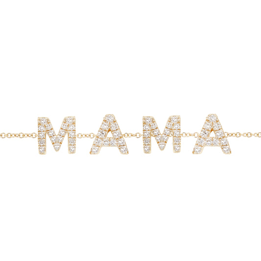 14kt gold and diamond spaced mama bracelet