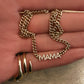 14kt gold and diamond mama chain link necklace