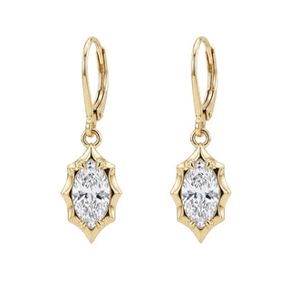 14kt gold marquise diamond burst hoop
