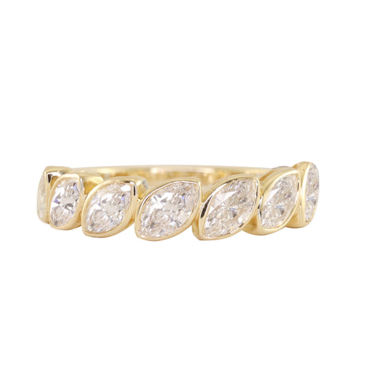 14kt gold marquise diamond bezel band