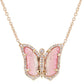 NEW! 14kt gold and diamond mini baby pink tourmaline butterfly necklace