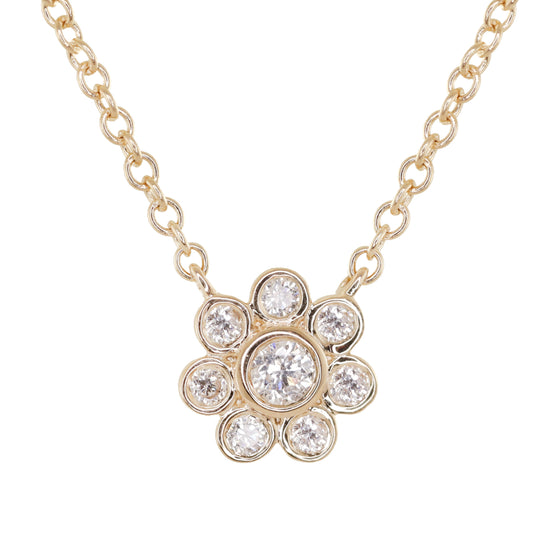 14kt gold diamond baby flower necklace