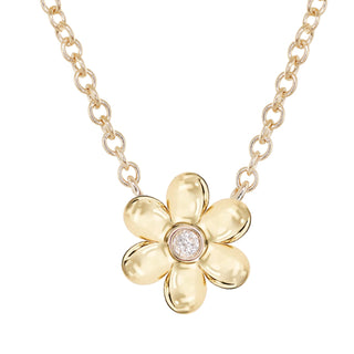 14kt gold diamond baby daisy flower necklace