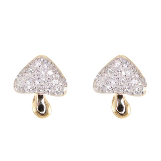 14kt gold diamond mini mushroom studs