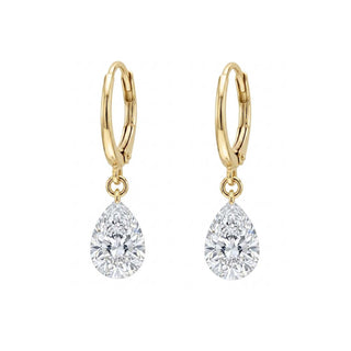 14kt gold mini floating teardrop diamond hoop
