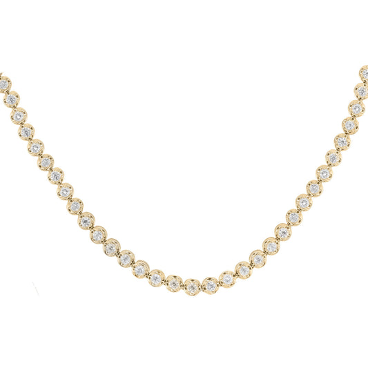 14kt gold mini scalloped diamond tennis necklace