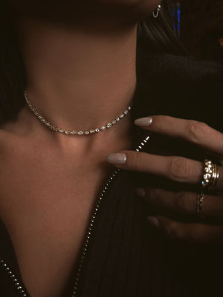 14kt gold floating mixed diamond choker