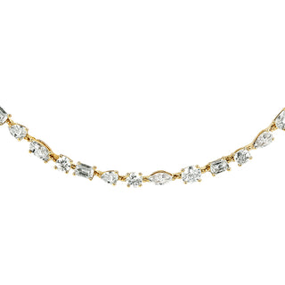 14kt gold floating mixed diamond choker
