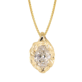 14kt molten gold diamond bezel necklace