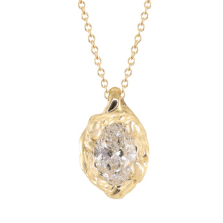 14kt gold molten diamond bezel necklace