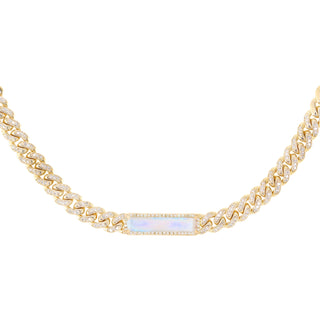 14kt gold and diamond chain link moonstone choker