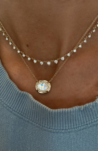 14kt gold and diamond two step moonstone necklace - Luna Skye