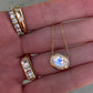 14kt gold and diamond two step moonstone necklace