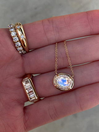 14kt gold and diamond two step moonstone necklace - Luna Skye