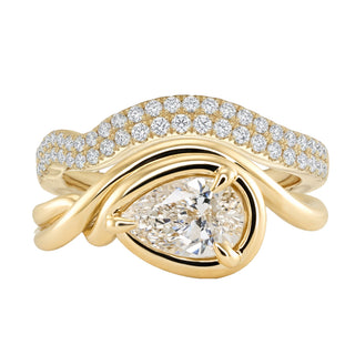 14kt gold one diamond Marea ring and band set