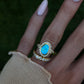 14kt gold and diamond opal bezel ring