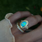 14kt gold and diamond opal bezel ring