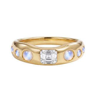 14kt gold and diamond kismet moonstone band