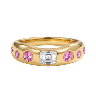 14kt gold and diamond kismet pink sapphire band