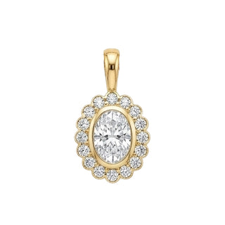 14kt gold oval diamond burst charm