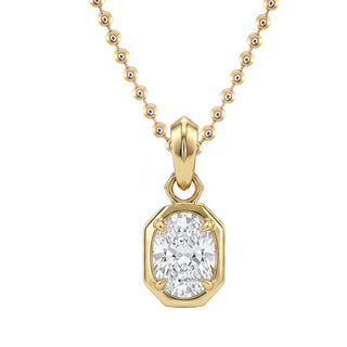 14kt gold oval diamond bezel charm on ball chain